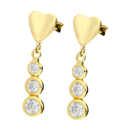 Kolczyki złote serce z wiszącymi cyrkoniami MZ T5-E-0218-126-CZ próba 375