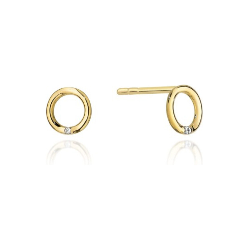 Kolczyki złote kółko ramka z diamentem BE CK-28 próba 585