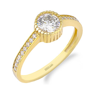 Pierścionek złoty cyrkonia oprawa korna  PY EST0028 próba 375