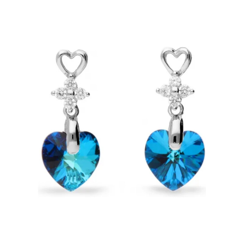 Kolczyki srebrne SPARK z kryształami Swarovskiego Petite Heart CQ KC622810BB próba 925