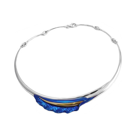 Naszyjnik tytanowy falowany boczny liść