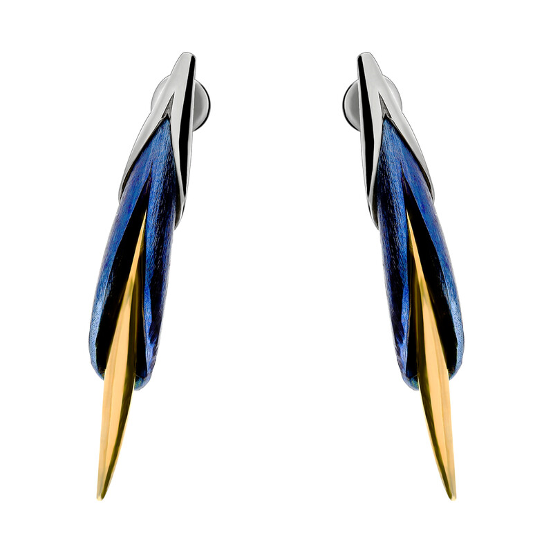 Kolczyki tytanowe liść zamknięty sztyft OR M-EM kalia zamknięta próba 925