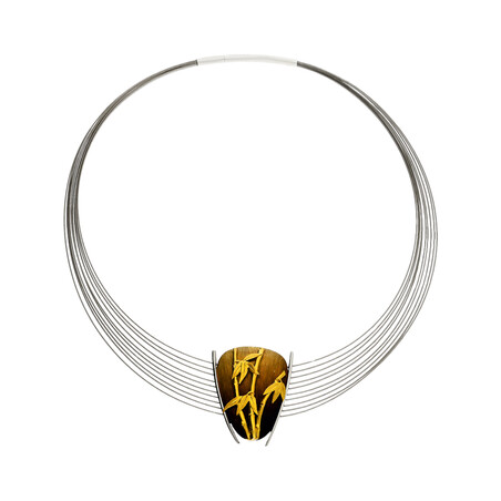 Naszyjnik bambus gold na owalu/stalki AG ARTIS A.Głodowski 513 próba 925