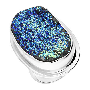 Pierścionek srebrny agat druzji z tytanem  Brazylia GX MINERALS GX-agd-2 próba 925