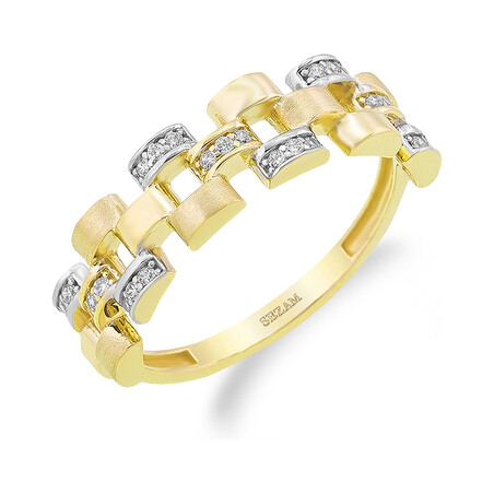 Pierścionek szachownica ażur z cyrkoniami PY KDR0421 próba 375