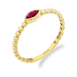 Pierścionek złoty RINGS bead z czerwoną cyrkonią PY YYZ0821 próba 375
