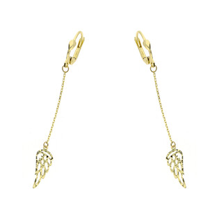 Kolczyki złote skrzydło ażur na łańcuszku/dł.big nr S3 MLE-1052-1 próba 585