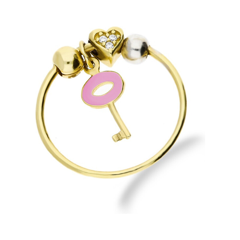 Pierścionek zloty z kluczykiem i elementami nr CI RINGS13 próba 585