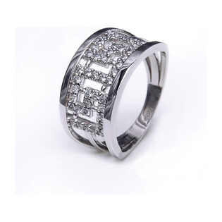 Pierścionek cyrkonie greka ażur/szeroki M2 15-2204-1 białe zł. próba 585