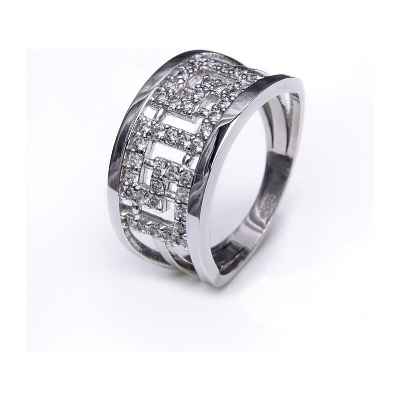 Pierścionek cyrkonie greka ażur/szeroki M2 15-2204-1 białe zł. próba 585