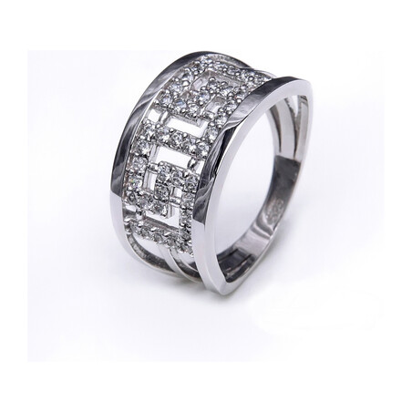 Pierścionek cyrkonie greka ażur/szeroki M2 15-2204-1 białe zł. próba 585