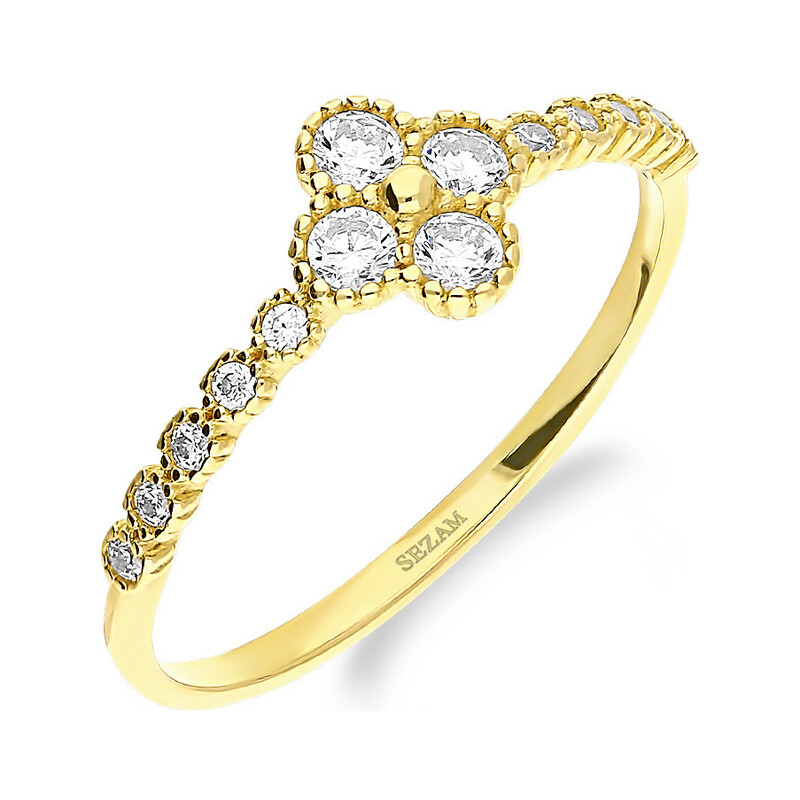 Pierścionek złoty koniczynka z cyrkoniami AR ICR5409-FCZ próba 375