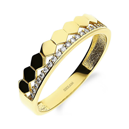 Pierścionek obrączkowy plaster miodu z cyrkoniami AR VX7-VX6ZR0521-LP próba 375