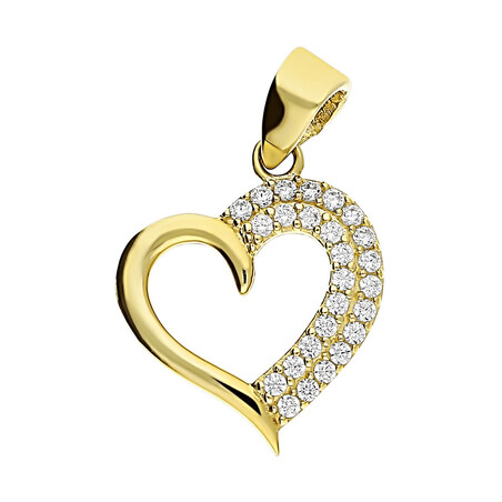 Serduszko złote ramka z cyrkoniami próba 375