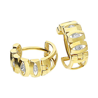 Kolczyki złote kółka 12mm+cyrkonie w oku/zatrzask AR I2HCE6280-DC-FCZ-LP próba 375