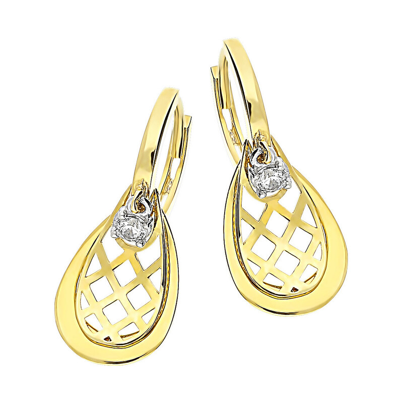 Kolczyki ażury 3D z cyrkonią/kółko zatrzask AR IHCE206236-YW-FCZ próba 375