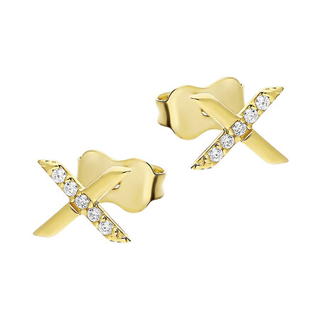 Kolczyki znak X z cyrkoniami/sztyft AR VX9-VX8ZE0161-LP próba 585