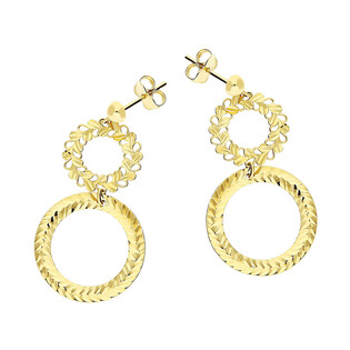 Kolczyki złote kółko ażurowe i kółko grawerowane/sztyft AR XDCNSE8257-V-2 próba 585