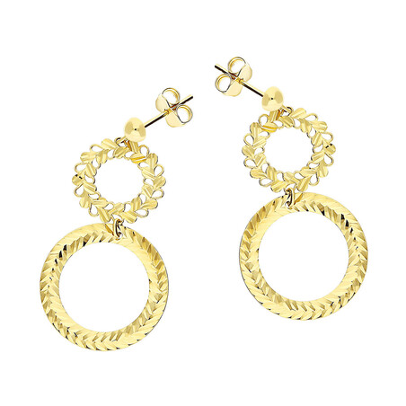 Kolczyki kółko ażurowe i kółko grawerowane/sztyft AR XDCNSE8257-V-2 próba 585