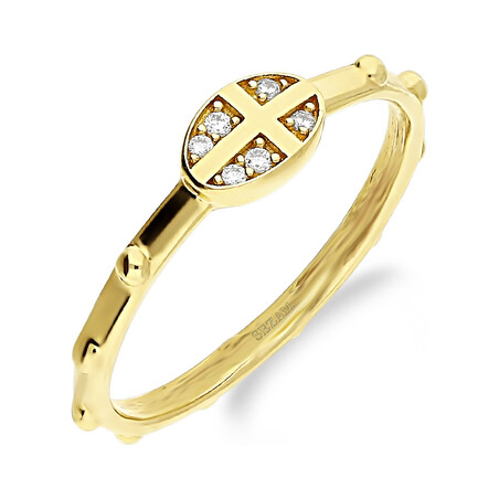 Pierścionek różaniec krzyżyk w owalu z cyrkoniami AR X7-VX5ZR0551 próba 375