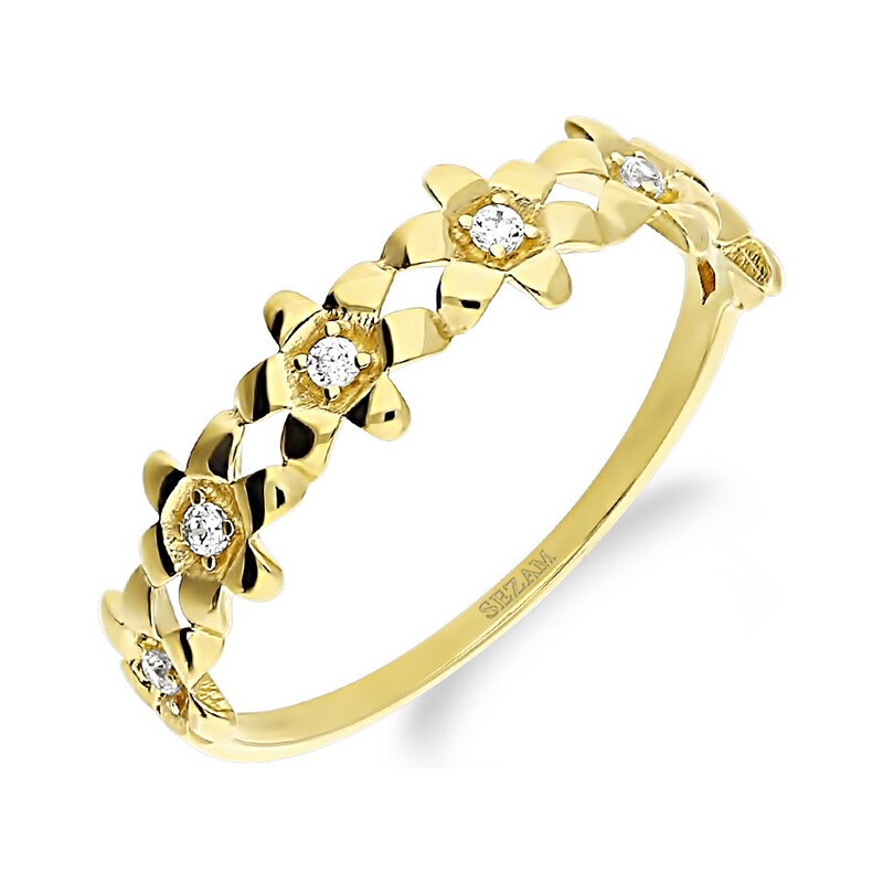 Pierścionek RINGS kwiatki płatki z cyrkoniami AR X7-X6ZR0488 próba 375