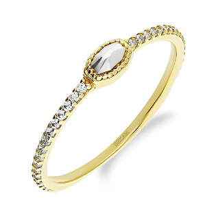 Pierścionek złoty z owalną cyrkonią i cyrkoniami w szynie AR X9-VX8ZR200541-YW próba 375