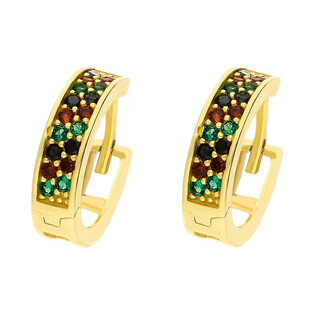 Kolczyki złote kółka+cyrkonie mix/zatrzask LP 53U20-HLK27-2-Y MUL próba 375