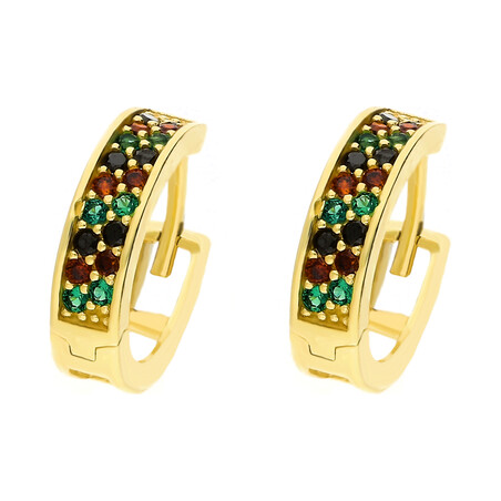 Kolczyki złote kółka+cyrkonie mix/zatrzask LP 53U20-HLK27-2-Y MUL próba 375