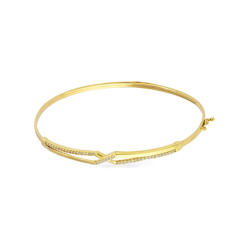 Bransoleta złota bangle X z cyrkoniami PY BLZ0990 próba 375