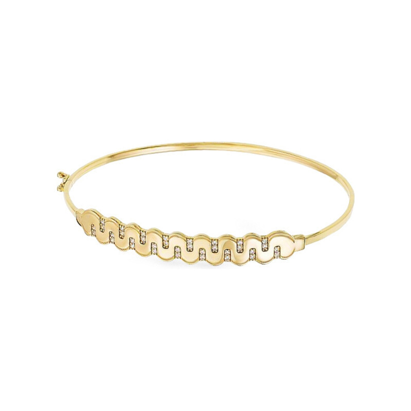 Bransoleta złota bangle fala blask z cyrkoniami PY BLZ0927 próba 375