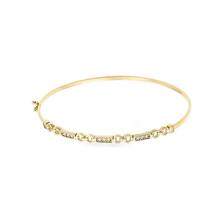 Bransoleta złota bangle prostokąty z cyrkoniami i kółka PY BLZ0944 próba 375