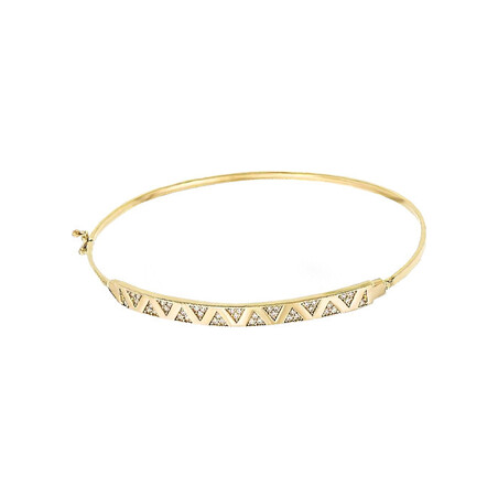 Bransoleta złota bangle blaszka z trójkątami i cyrkoniami PY BLZ0938 próba 375