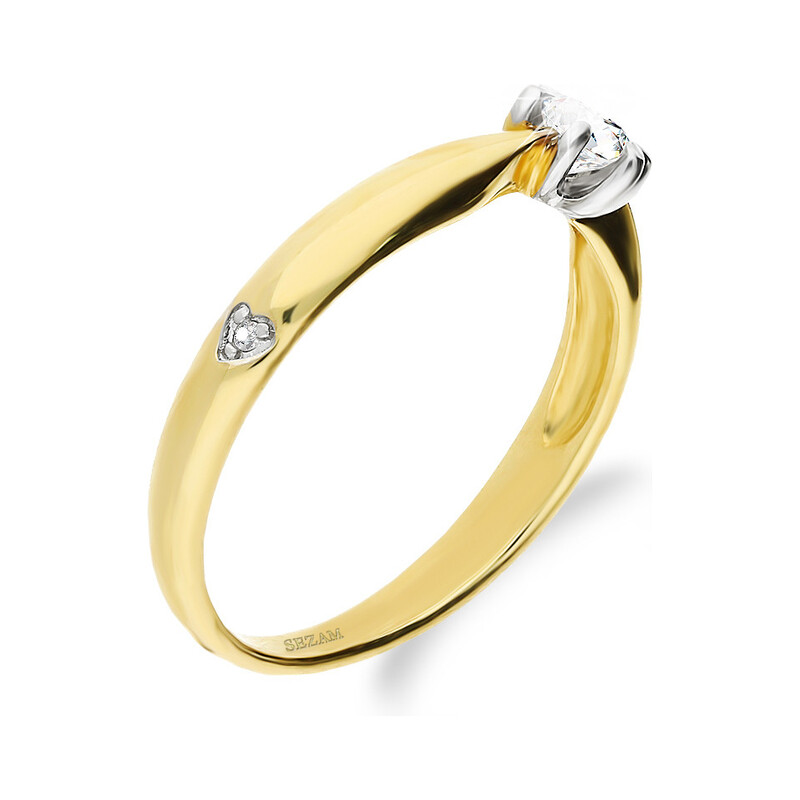 Pierścionek SOLITER z diamentem DJ 16DTC próba 585