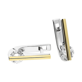 Kolczyki srebrne cyrkonia za złotą pałką  PX 465_AU375 blaszka gold