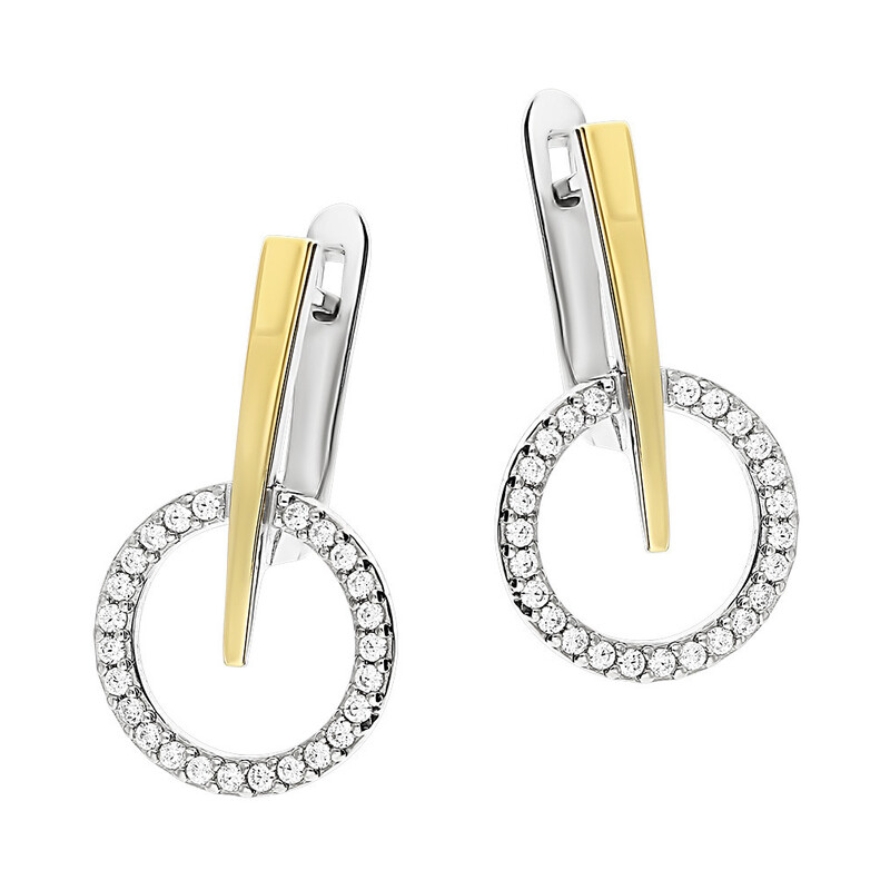 Kolczyki kółko ramka z cyrkoniami+ złota pałka PX 932_AU375 blaszka gold