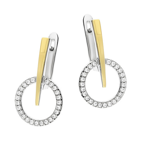 Kolczyki kółko ramka z cyrkoniami+ złota pałka PX 932_AU375 blaszka gold