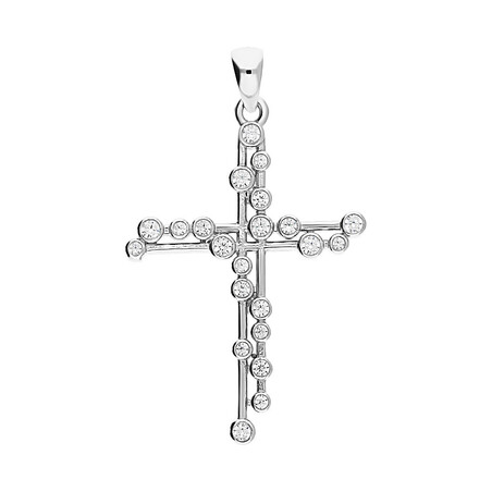 Krzyżyk z cyrkoniami ażurowa fala PX 985 próba 925