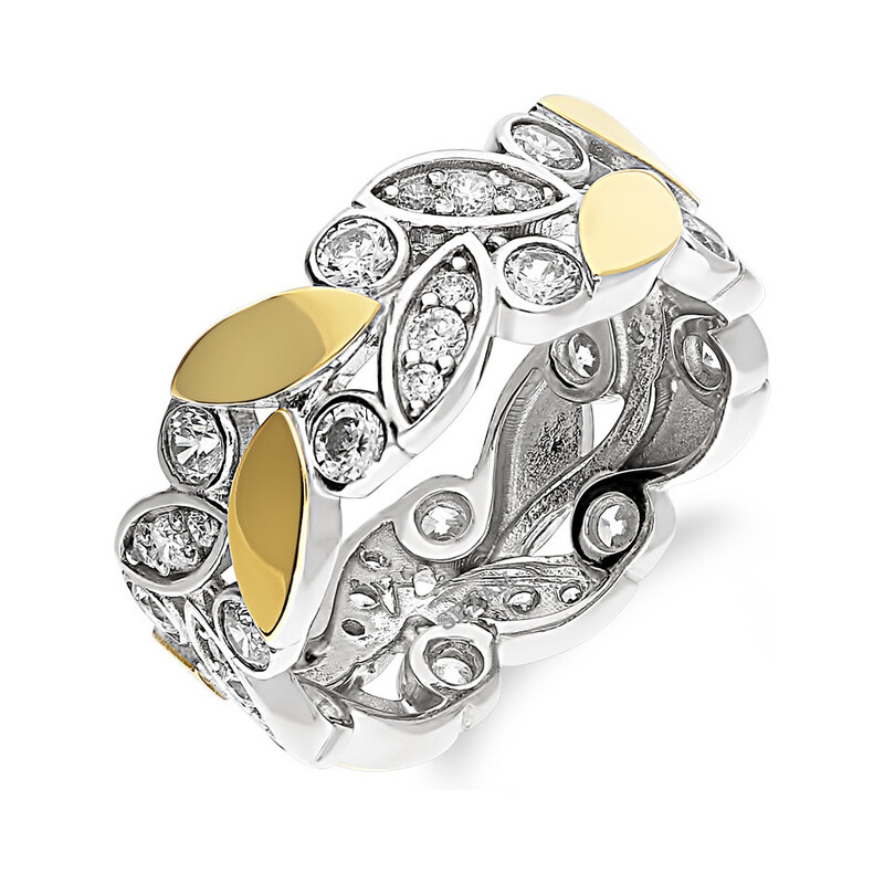 Pierścionek listki z cyrkoniami PX 872_AU375 blaszka gold