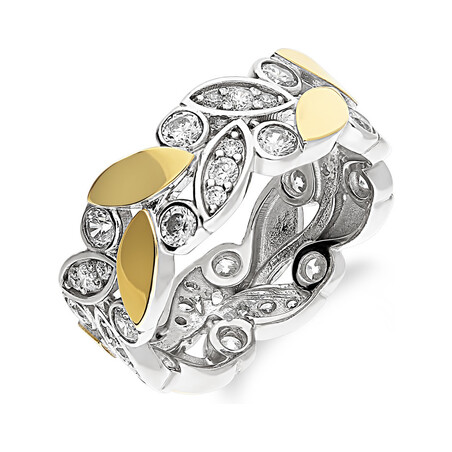 Pierścionek listki z cyrkoniami PX 872_AU375 blaszka gold