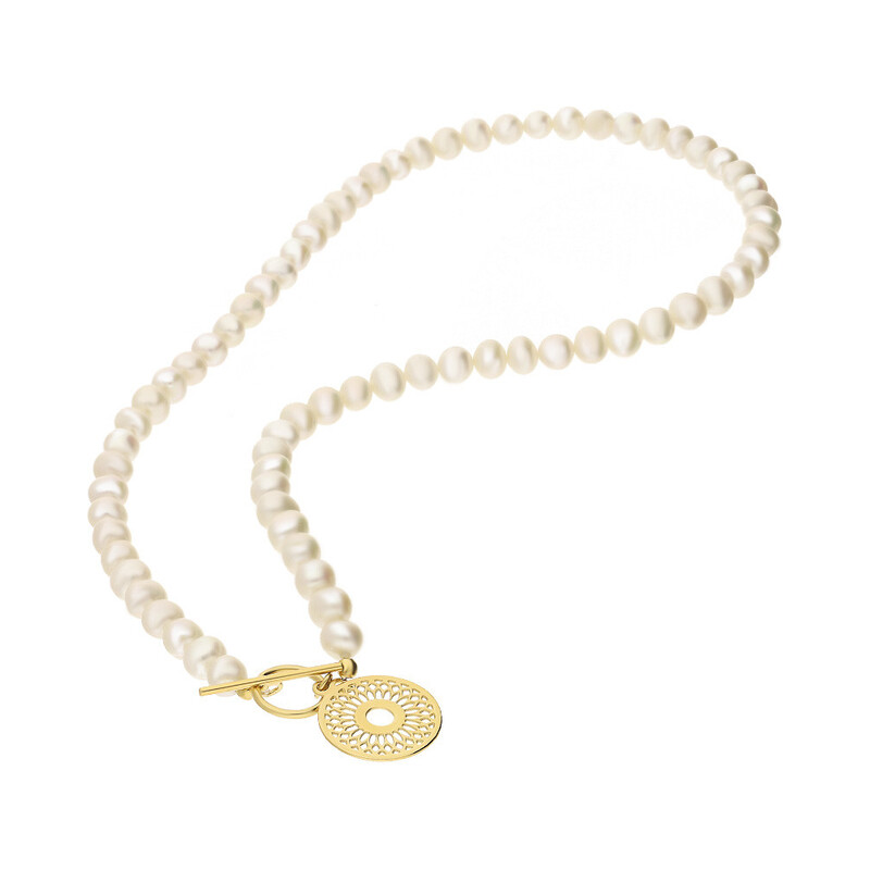 Naszyjnik z pereł 6 mm z kółkiem i ażurowym słońcem A6 07486300-01 próba 925