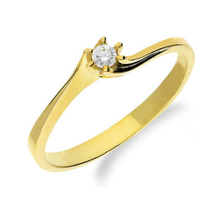 Pierścionek złoty cyrkonia w 6 łapkach twist soliter NB 50801 próba 585
