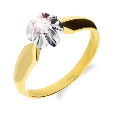 Pierścionek zaręczynowy FLOWER z diamentem DI 213-05-0,12 próba 585