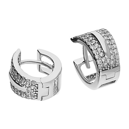 Kolczyki srebrne blaszki kółka z cyrkoniami 4r OL OKP625 próba 925