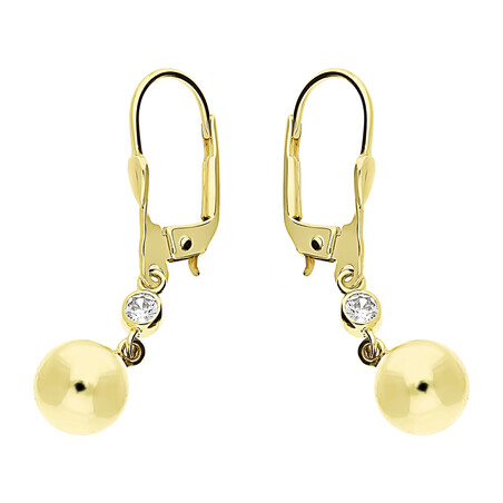 Kolczyki złote kulka wypukła 7mm z cyrkonią/big.zam LP 18K70-TE0027-Y-CZ próba 585