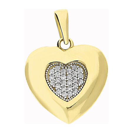 Serduszko złote serce z cyrkoniami i ramka blask LP 34U20-DCP0075-YW-CZ próba 585