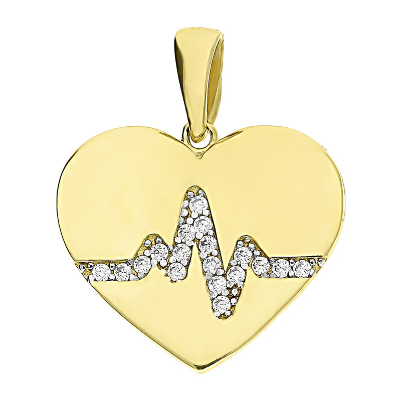 Zawieszka złota serce z pulsem i cyrkoniami LP 34U20-DP0234-Y-CZ próba 375