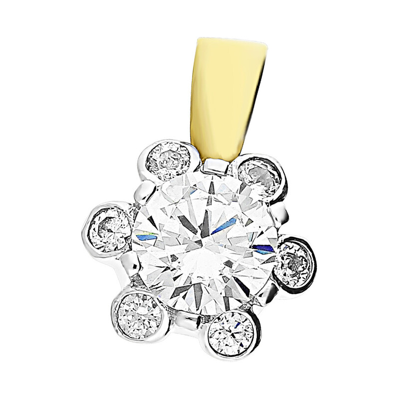 Zawieszka złota kwiatek z cyrkoniami M2 25-541-1 próba 585