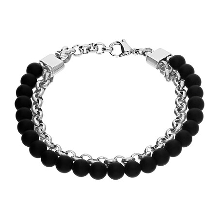 Bransoleta męska z jubilerskiego kamienia szlachetnego onyksu  MB A3043