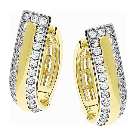 Kolczyki złote blaszka z cyrkoniami  MZ T5-E-0217-144-CZ próba 585