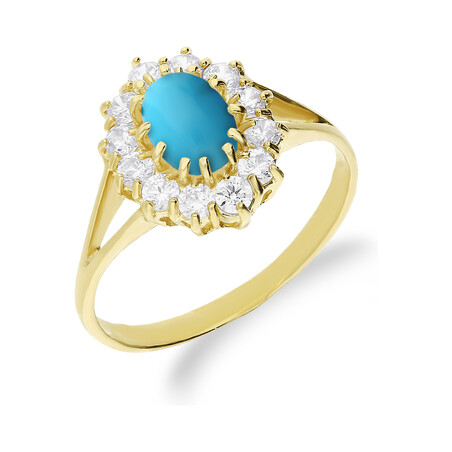 Pierścionek markiza owal b+turkus syn. OS 96-0009 TUR próba 585 Sezam - 1